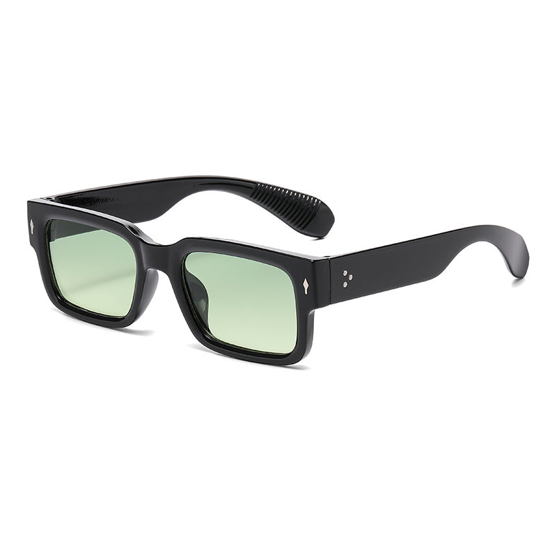 Wholesale Colorblock Square Frame Sunglasses Beige Stud Sunglasses
